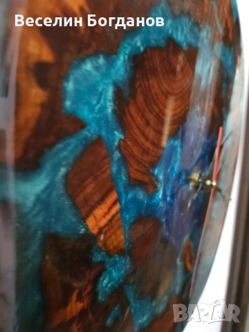 Часовник изработен от епоксидна смола и дърво , снимка 5 - Стенни часовници - 52951974