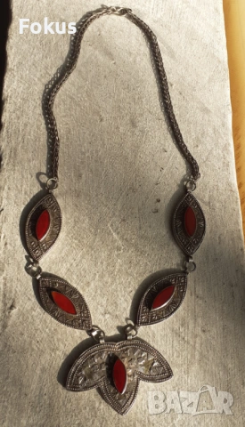 Уникален възрожденски сребърен накит гердан колие огърлица