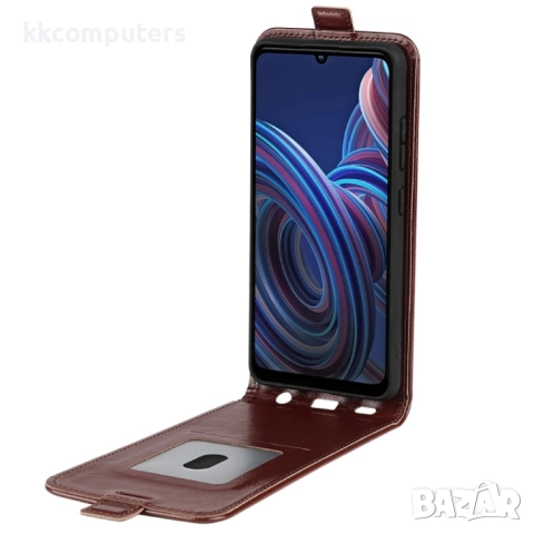 ZTE Blade A72 5G Flip3 Кожен Калъф и Протектор, снимка 9 - Калъфи, кейсове - 51434091