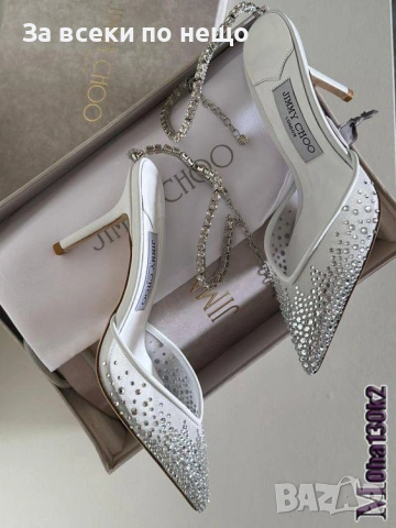 Jimmy Choo Дамски Обувки На Ток С Кристали - Налични Различни Цветове Код SK796, снимка 3 - Дамски обувки на ток - 53183492