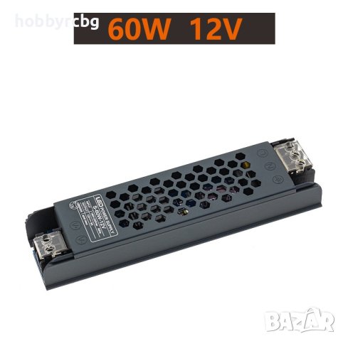 Захранване за LED лента 12VDC, 60W, 5А, Метален тънък корпус + други, снимка 2 - Друга електроника - 41139799