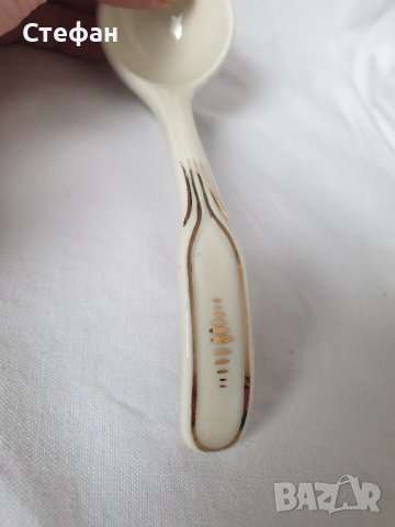 Порцеланова лъжица с позлата, снимка 3 - Антикварни и старинни предмети - 40294690