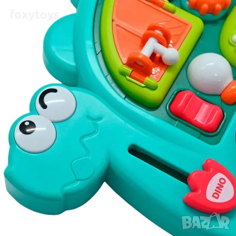 Динозавърче, дъска бизиборд, със забавни дейности, музика и светлина, busy board , снимка 6 - Образователни игри - 51699942