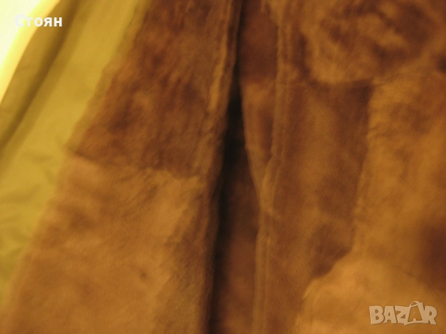 НОВА Шуба , масленозелена , с подплата Овча кожа , № 60, снимка 5 - Палта - 52508479