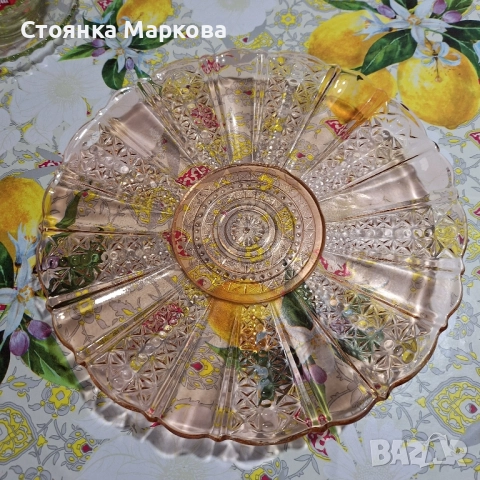 Масивно розово стъкло-чиния,фруктиера,купа от 1960 г., снимка 3 - Форми - 51491688