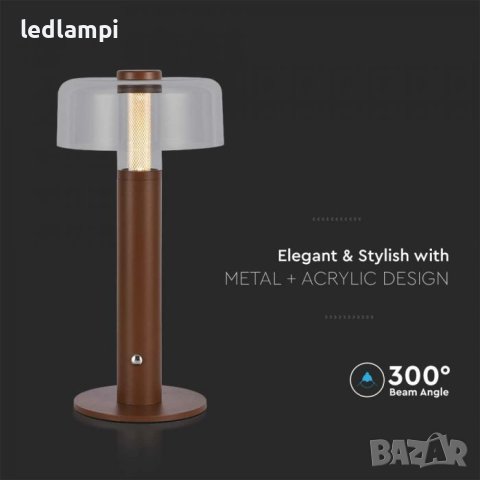 Настолна LED Лампа 1W Димиране Кафява Презареждане Топло Бяла Светлина, снимка 4 - Настолни лампи - 41143410