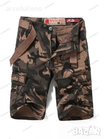 Мъжки къси панталони Camo Slim Military Cargo с колан, 3цвята - 023, снимка 4 - Къси панталони - 40551791