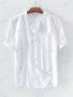 Мъжка едноцветна памучна ленена ежедневна риза с къс ръкав, 5цвята , снимка 6