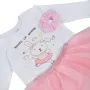 Бебешки комплект с памучна бяла блуза със зайче, розова туту пола и конци - 3 бр. S_1218774, снимка 2