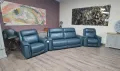 Тюркоазено син кожен комплект - диван тройка и два фотьойла La-z-boy, снимка 2