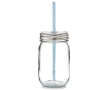 Прозрачна стъклена чаша с капак и сламка, 450мл, снимка 2