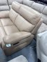 Кремав кожен диван двойка с електрически релаксиращ механизъм, снимка 2