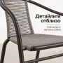 Градински стол с подлакътници, метална рамка и сива въжена оплетка, снимка 7