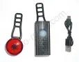 Комплект фар и стоп за велосипед, LED, интегрирани батерии, USB, снимка 1