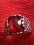 СТАР МЕДЕН ПОСРЕБРЕН ПРЪСТЕН с ЮВЕЛИРНО ФАСЕТИРАН ГОЛЯМ ГРАНАТ АРИСТОКРАТИЧНО АРТ ДЕКО БИЖУ 25194, снимка 14