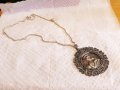 Възрожденска Сребърна икона, амулет, накит, медальон с Богородица, Дева Мария - Панагия 60 мм - Бого, снимка 2