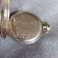 Сребърен джобен часовник Zenith , снимка 4 - Антикварни и старинни предмети - 40414436
