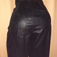 М Черен,кожен панталон/клин/ с висока талия , снимка 6 - Клинове - 36052907