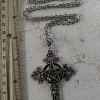 Кръст с пентаграм, снимка 2 - Колиета, медальони, синджири - 41542240