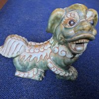  Vintage Large Ceramic Foo Dog Statue      Китаиски порцелан , китайско кучие, снимка 1 - Антикварни и старинни предмети - 41681370