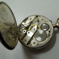 № 6154 стар френски джобен часовник   - REMONTOIR Sylindre   - сребърен с позлата   , снимка 7 - Антикварни и старинни предмети - 36437361