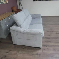 Сив диван от плат тройка с функция сън, снимка 3 - Дивани и мека мебел - 44701523