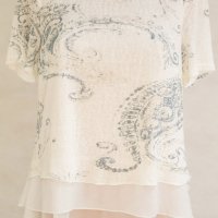 Дамска бяла блуза с ефектен принт Margo Collection - L, снимка 2 - Блузи с дълъг ръкав и пуловери - 42604246