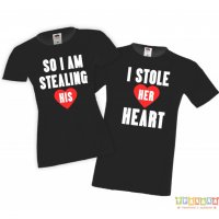 Tениски за влюбени I Stole Her heart, So i am stealing his, снимка 3 - Тениски - 35719238