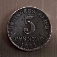 Монета 5 пфенига 1921г  , снимка 2 - Нумизматика и бонистика - 44642794