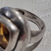 Сребърен пръстен 925 проба с цитрин , снимка 5 - Пръстени - 44199860
