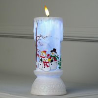 2484 Електронна коледна свещ с LED пламък Снежни човеци, 23см, снимка 2 - Декорация за дома - 34519585