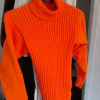 Оранжево поло-ръчно плетиво+подарък-шал, снимка 5 - Блузи с дълъг ръкав и пуловери - 39959570