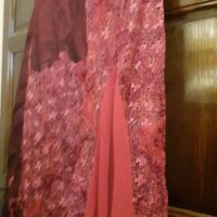 Дълга червена сатенена индийска рокля с дантела, снимка 6 - Рокли - 34484585