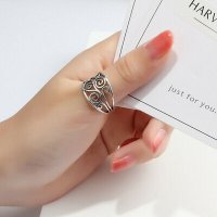 Ретро Турски дамски сребърен пръстен, размер 55, снимка 2 - Пръстени - 34060790