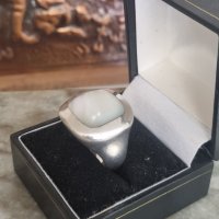 Масивен сребърен пръстен със седеф 925 проба , снимка 3 - Пръстени - 41736947