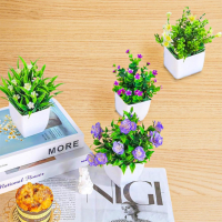Мини изкуствени растения Комплект от 4 декоративни пластмасови саксии, снимка 6 - Стайни растения - 44600646