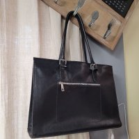 Естествена кожа, черна твърда чанта от ФЛОРЕНЦИЯ , снимка 12 - Чанти - 41395285