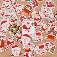 48 бр Merry Christmas Коледни самозалепващи лепенки стикери за украса декор картонена торта ръчна , снимка 3 - Други - 21493506