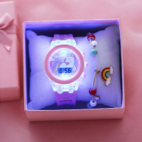 Комплект детски светещ многофункционален електронен часовник + гривна, снимка 2 - Детски - 44796162