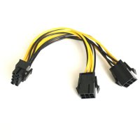 Захранващ кабел  Molex 8 пина (6+2) PCI Express мъжки към 2 x Dual PCIe 6 пина, снимка 1 - Кабели и адаптери - 40997135