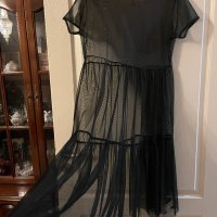 Черна нова плажна  дълга прозрачна тюлена тюл рокля , снимка 3 - Рокли - 40145306