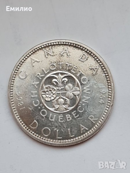 КАНАДА ЕДИН ДОЛАР ОТ 1964 год. СРЕБЪРНА ЮБИЛЕЙНА МОНЕТА , снимка 1