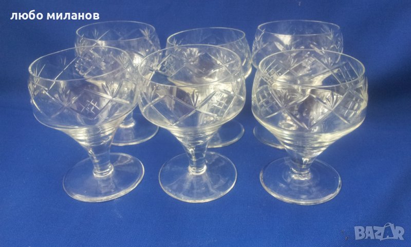 Кристални чаши за концентрат, столче, гравюра 6 бр, снимка 1