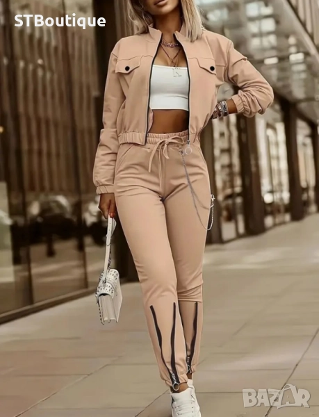 💃 Дамски Ежедневен Комплект от Две Части с Цип 💃, снимка 1