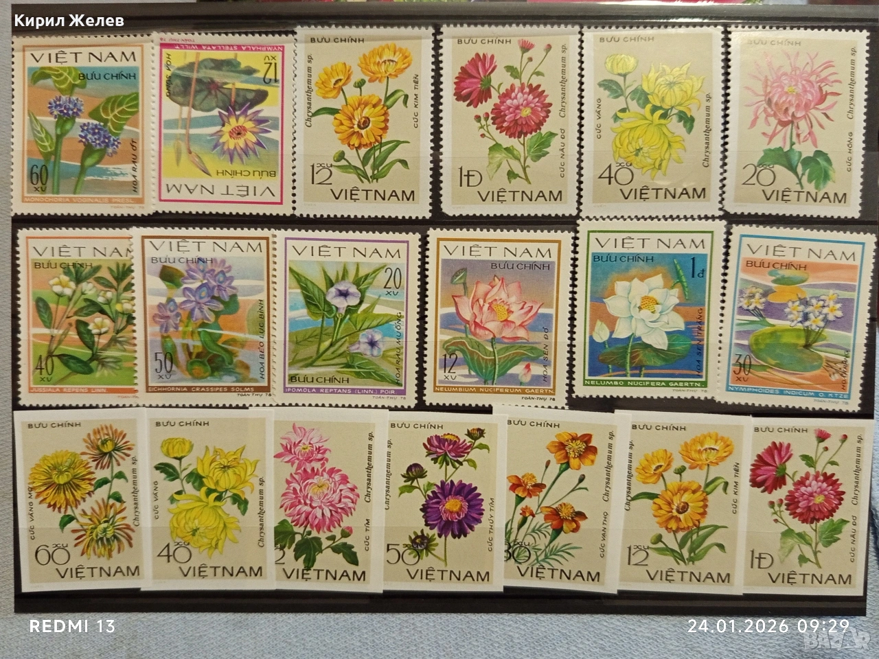 Стари пощенски марки чиста серия ЦВЕТЯ ВИЕТНАМ за КОЛЕКЦИЯ 52110, снимка 1