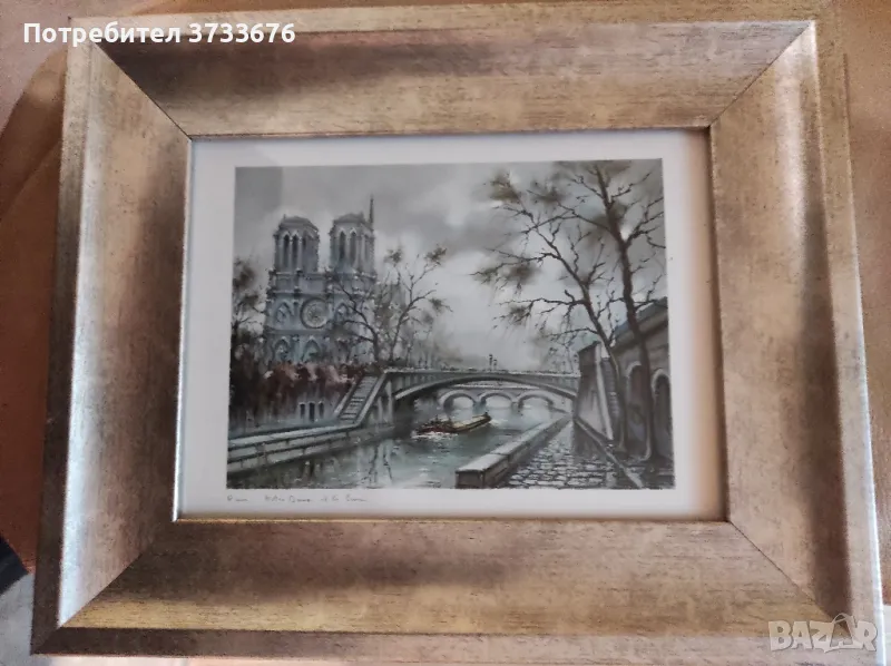 Картина- Париж- катедралата НОТР ДАМ., снимка 1
