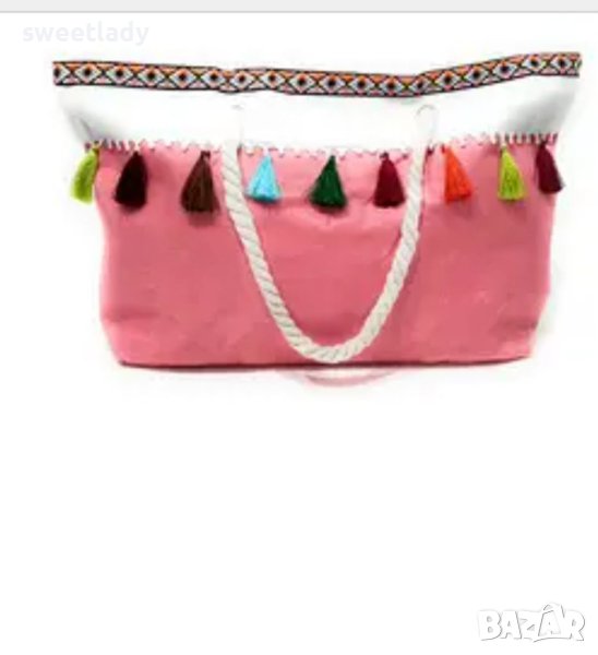 Плажна чанта с дръжки от корабно въже, снимка 1