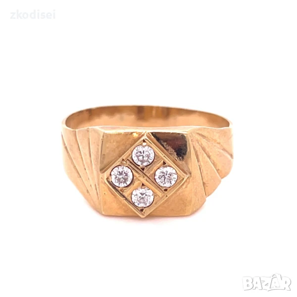Златен мъжки пръстен 4,02гр. размер:64 14кр. проба:585 модел:32646-6, снимка 1