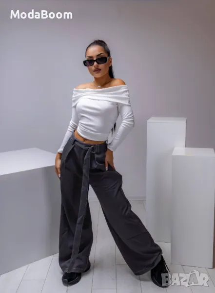 Дълъг сив дамски панталон , снимка 1