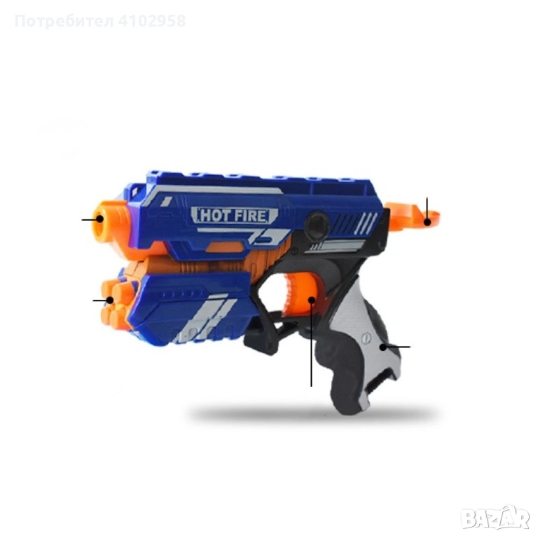 Детски ръчен пистолет с меки куршуми, снимка 1